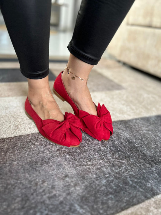 Bailarina Moño Gamuza Rojo