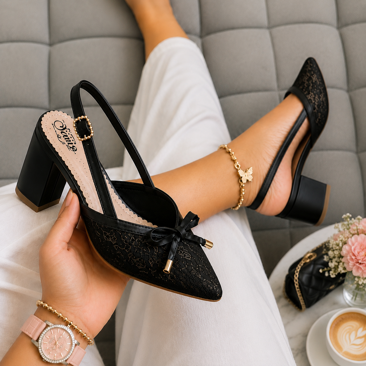 Tacones Aurora Encaje – Elegancia y Comodidad para Cada Paso
