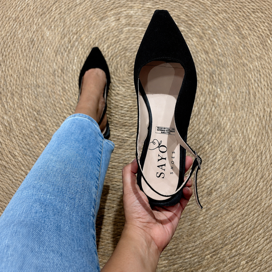 Baleta destalonada Ref. Cielo, Flat slingback, Gamuza