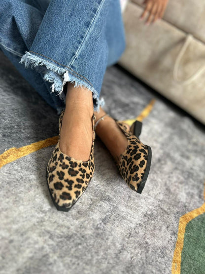 Baleta destalonada animal print leopardo Flats slingback  - SAYO Shoes