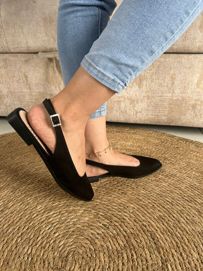 Baleta destalonada Ref. Cielo, Flat slingback, Gamuza