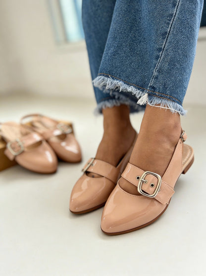 Baleta Brisa destalonada charol con hebilla grande, Flats - SAYO Shoes