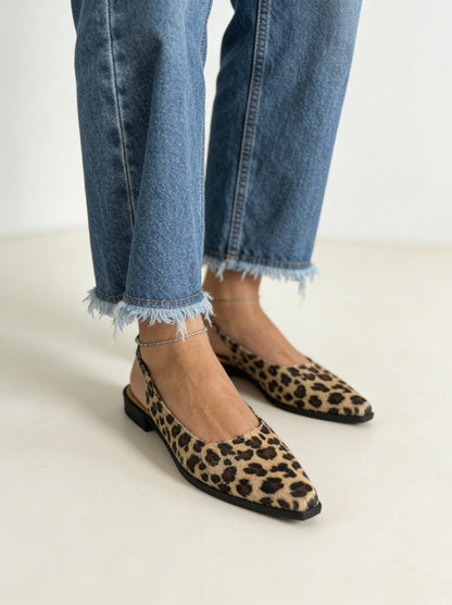 Baleta destalonada animal print leopardo Flats slingback  - SAYO Shoes