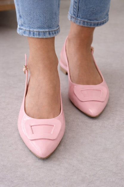 Baleta Valentina Balerina Slingback Charol Rosa– Punta Fina