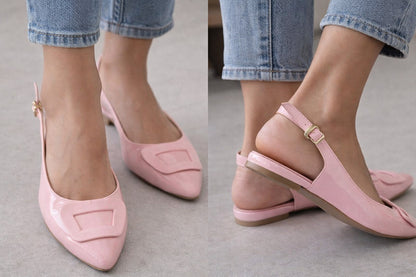 Baleta Valentina Balerina Slingback Charol Rosa– Punta Fina