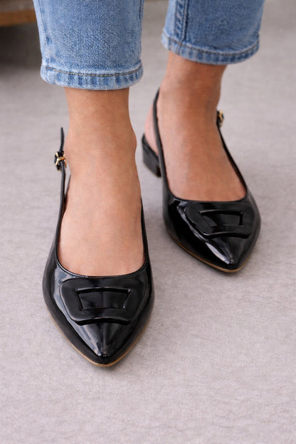 Baleta Valentina Balerina Slingback Charol Rosa– Punta Fina