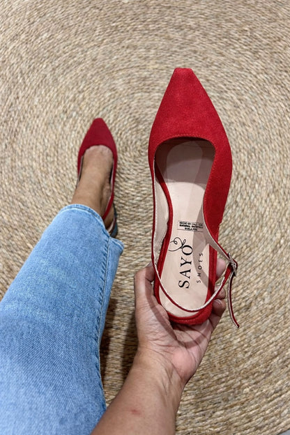 Baleta destalonada Ref. Cielo, Flat slingback, Gamuza