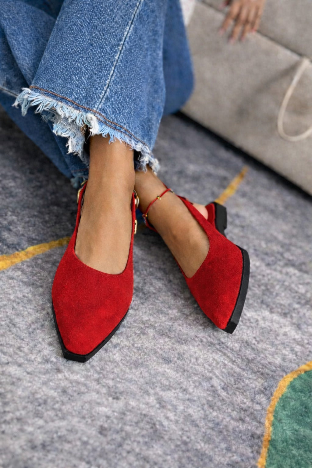 Baleta destalonada Ref. Cielo, Flat slingback, Gamuza