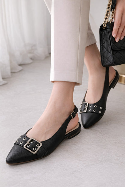 Baletas Emma Negro – Elegantes con Hebilla