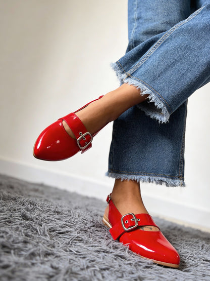 Baleta Brisa destalonada charol con hebilla grande, Flats - SAYO Shoes