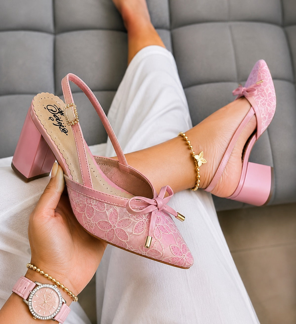 Tacones Aurora Encaje – Elegancia y Comodidad para Cada Paso