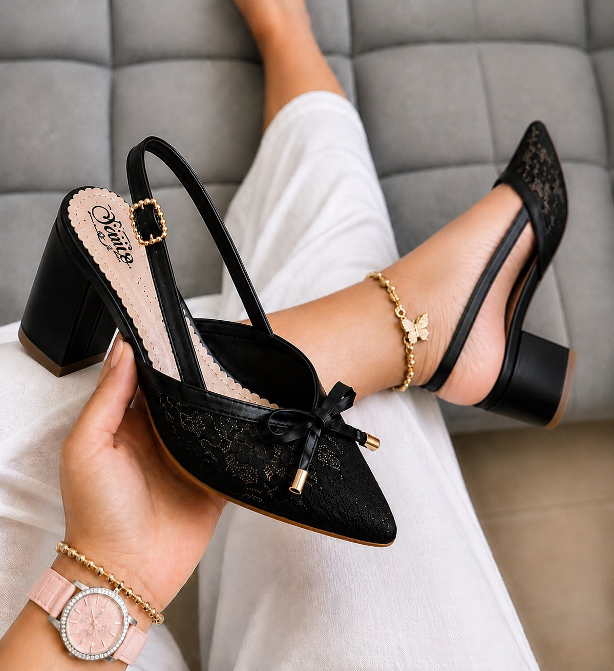 Tacones Aurora Encaje – Elegancia y Comodidad para Cada Paso